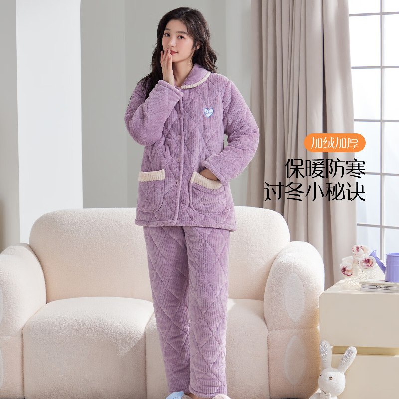 香蜜闺秀家居服合集①女士三层夹棉加厚家居服套装