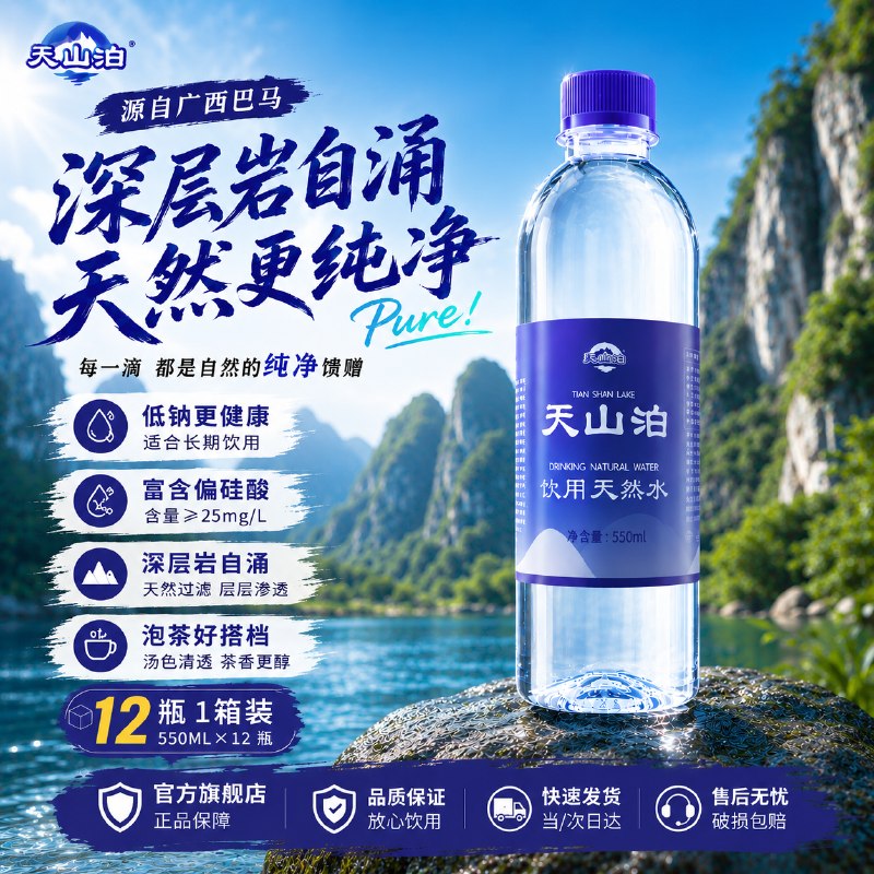 天山泊 巴马天然水550ml*24瓶