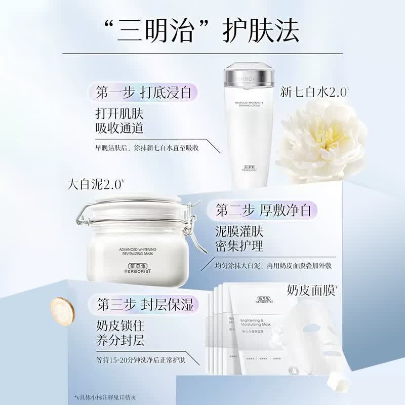99元 佰草集 新七白中白泥面膜 260g