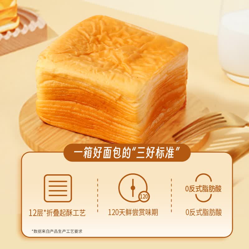 15.9元！自营三只松鼠 水牛乳千层吐司1kg领 