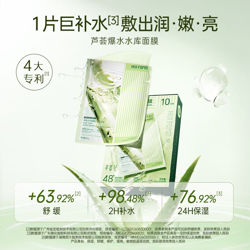 29.9元 寻荟记 爆水水库面膜 20片