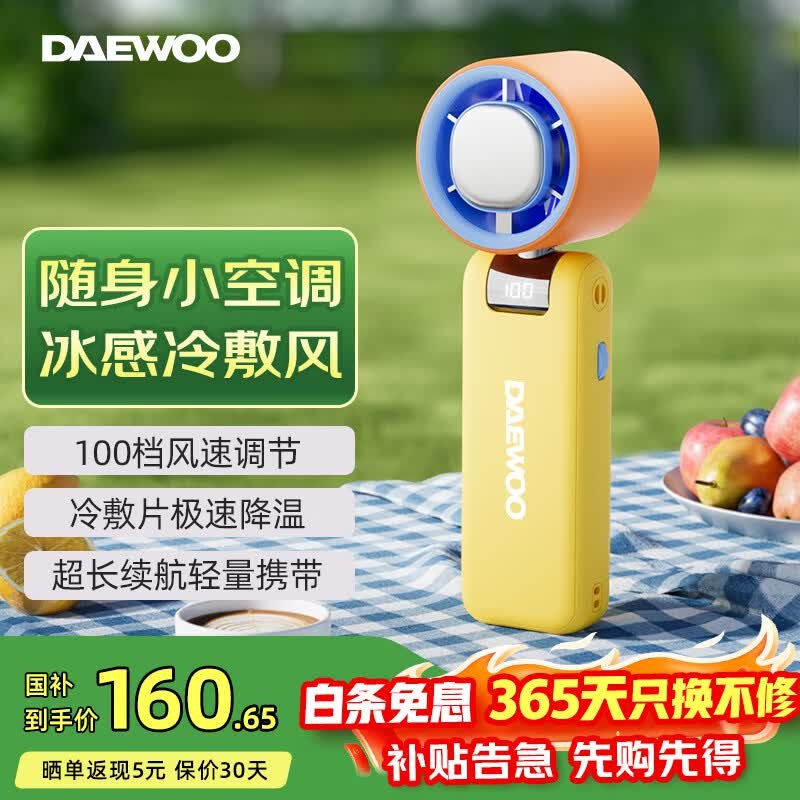 大宇 制冷节能随身usb小风扇叠政府补贴到手99.4元，晒单返5领 
