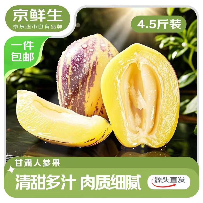 领广东黄埔95折消费卷mp://ByjV4ZpJHyiTxca【自营】京鲜生 甘肃沙漠人参果净重4.5斤 单果100g+