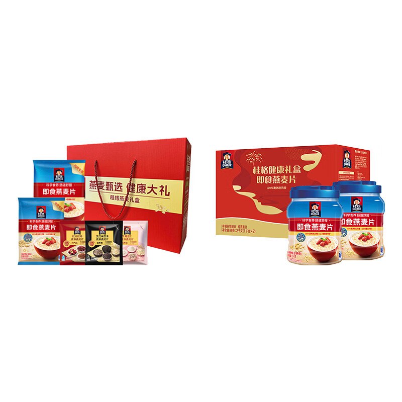 桂格 燕麦礼盒1.69kg+燕麦双罐礼盒2kg