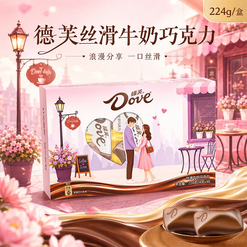 德芙 丝滑牛奶巧克力 224g*2盒折18.9/盒！！拍下【37.9元】